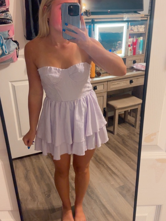 Lucy in the Sky Dresses & Skirts - Lucy in the Sky Strapless Lavender Tiered Mini Dress